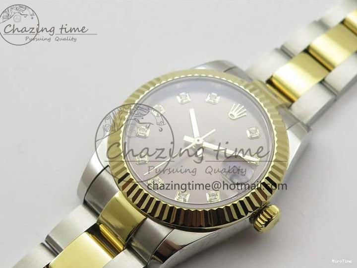 MiroTime 0127 SoftTouch Datejust 31mm 278273 SS YG BP Maker Best Edition Gray Diamonds Dial on SS YG Oyster Bracelet 2715